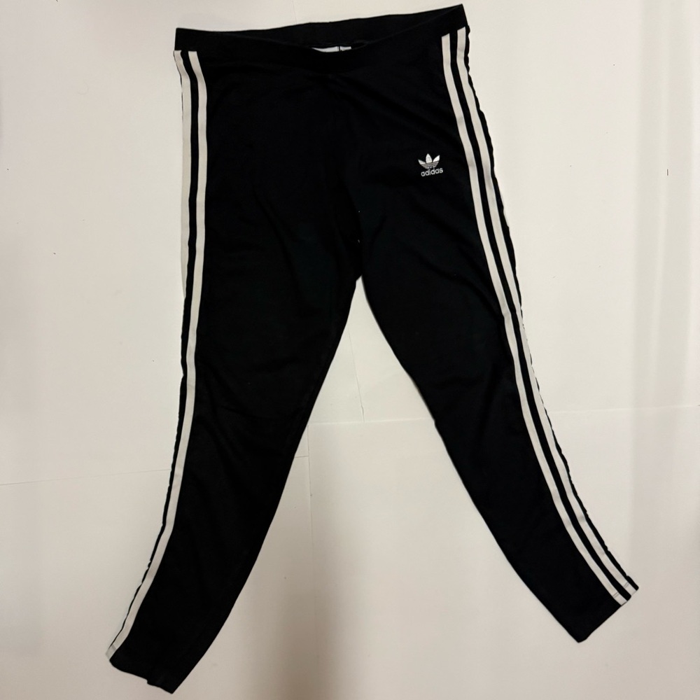 Adidas Womens Black Leggings with White Stripes